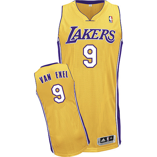 Mens Adidas Los Angeles Lakers 9 Nick Van Exel Authentic Gold Home NBA Jersey